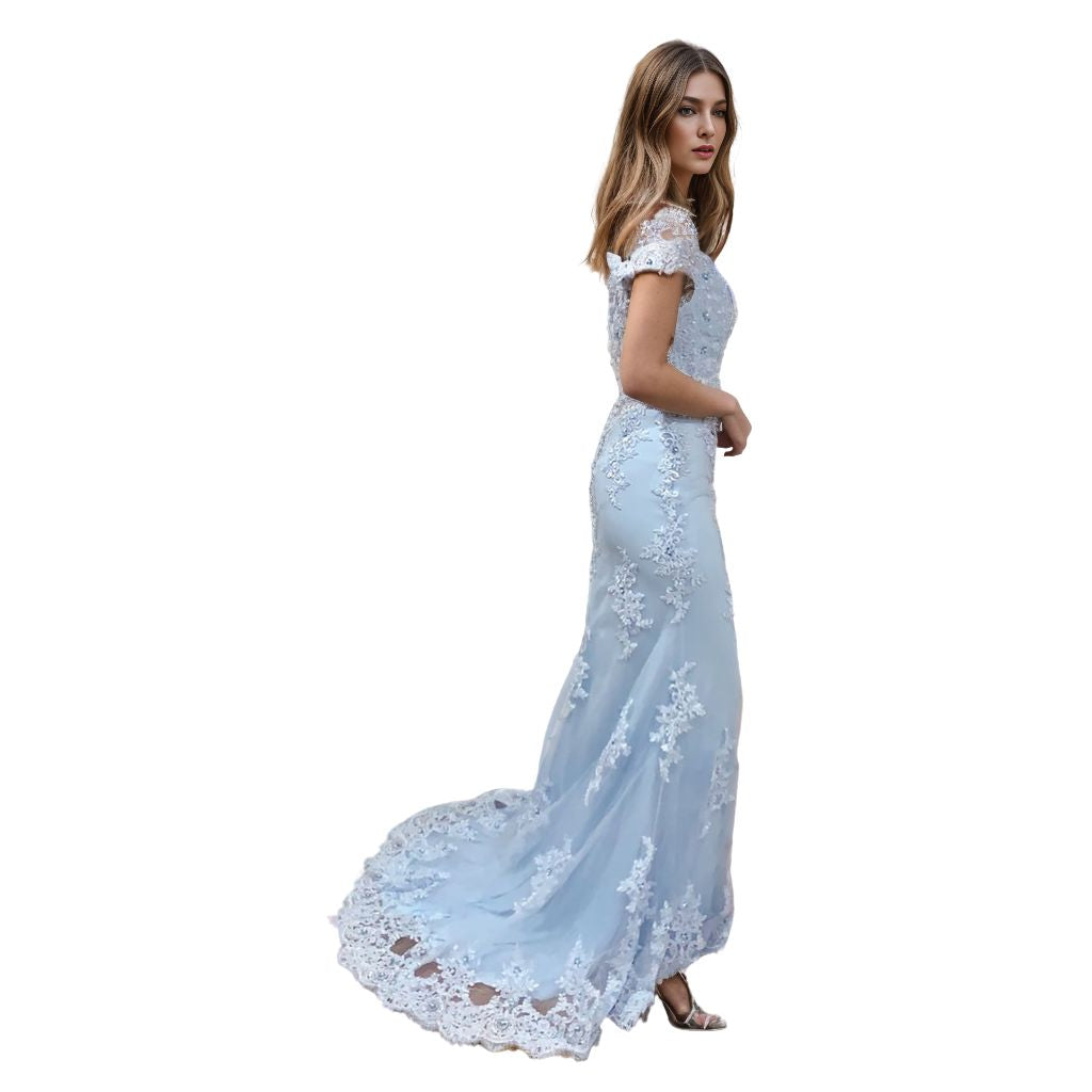 Appliqué Stone-Embellished Long Prom & Wedding Dress