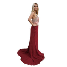 Load image into Gallery viewer, Crystal Beaded Halter Long Evening Dress
