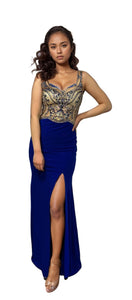 Crystal Beaded Sweetheart Long Evening Dress with Train