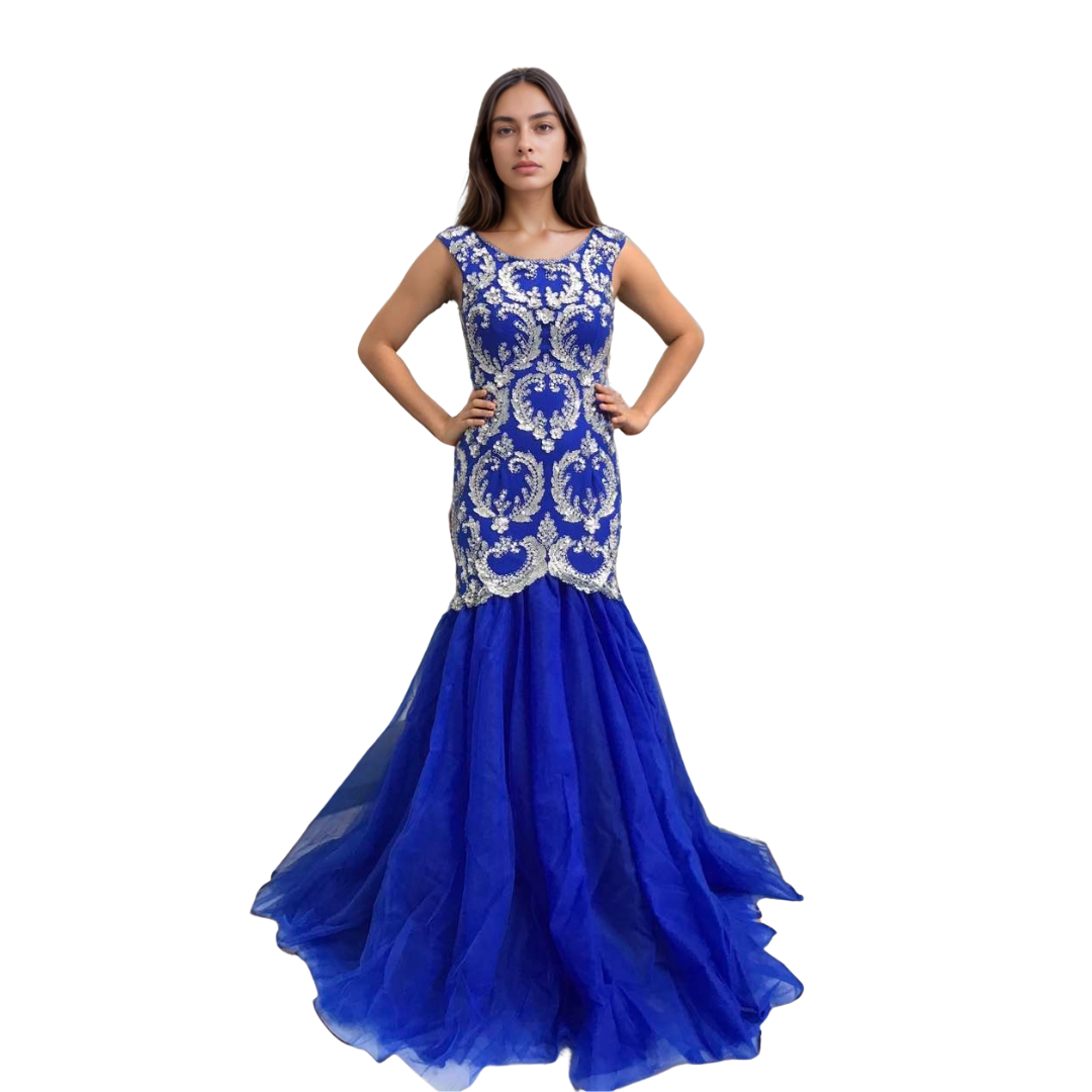 Heavy Beaded Long Mermaid Wedding Evening Prom Dress