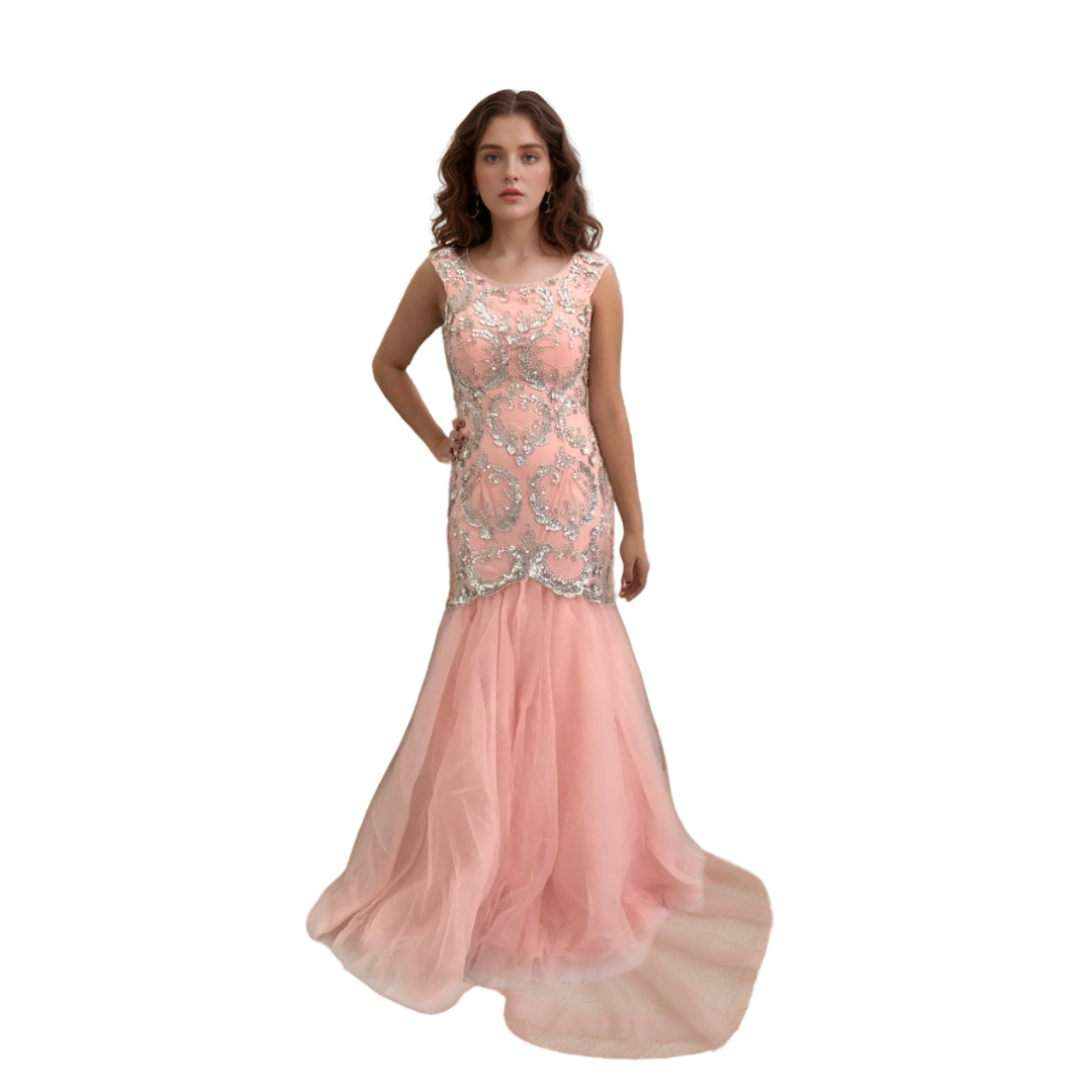 Heavy Beaded Long Mermaid Wedding Evening Prom Dress