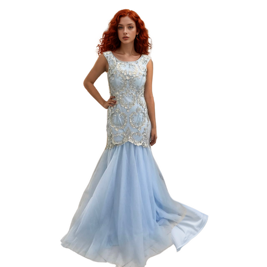 Heavy Beaded Long Mermaid Wedding Evening Prom Dress