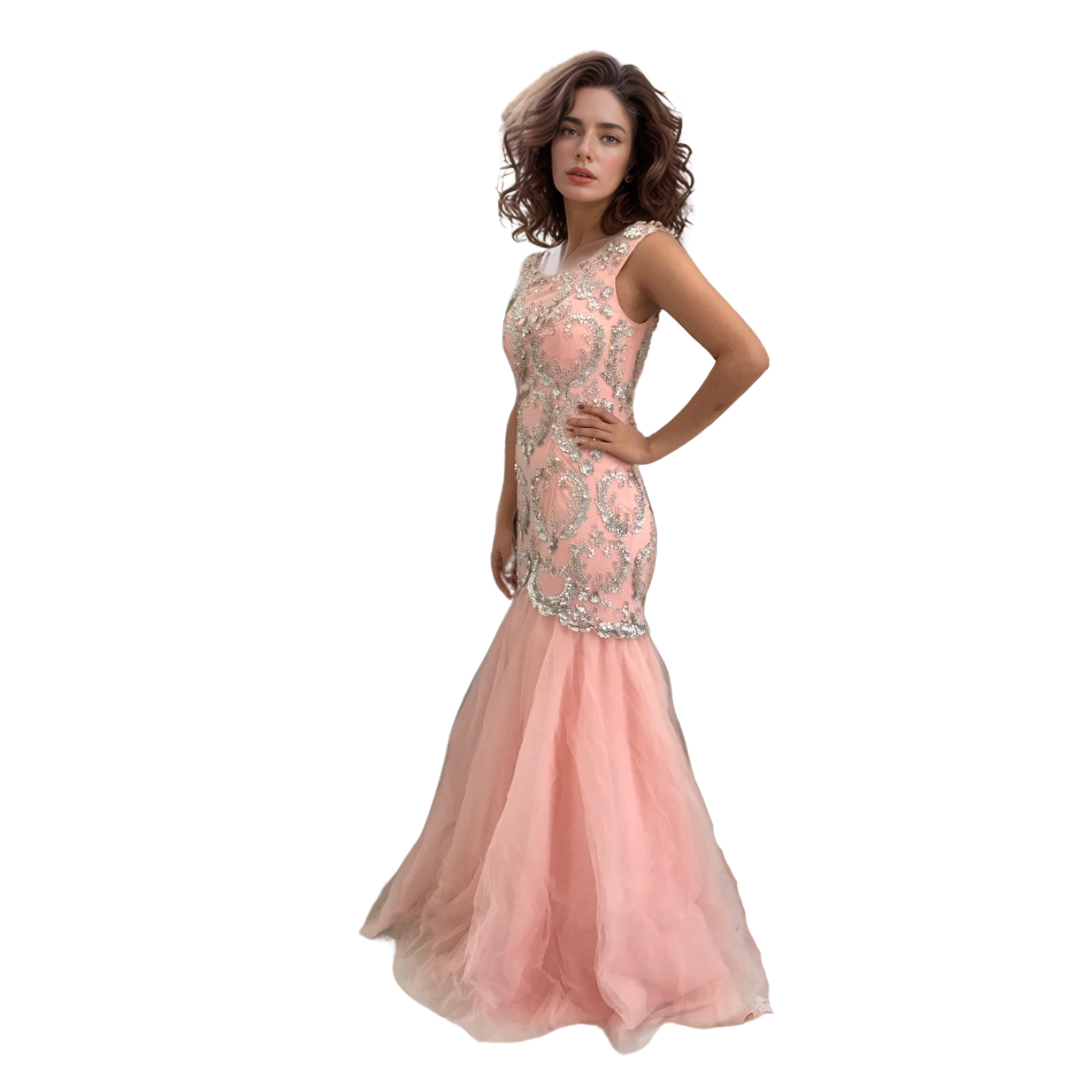 Heavy Beaded Long Mermaid Wedding Evening Prom Dress