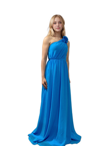 Sky Blue One-Shoulder Long Prom Dress