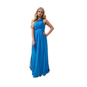 Sky Blue One-Shoulder Long Prom Dress