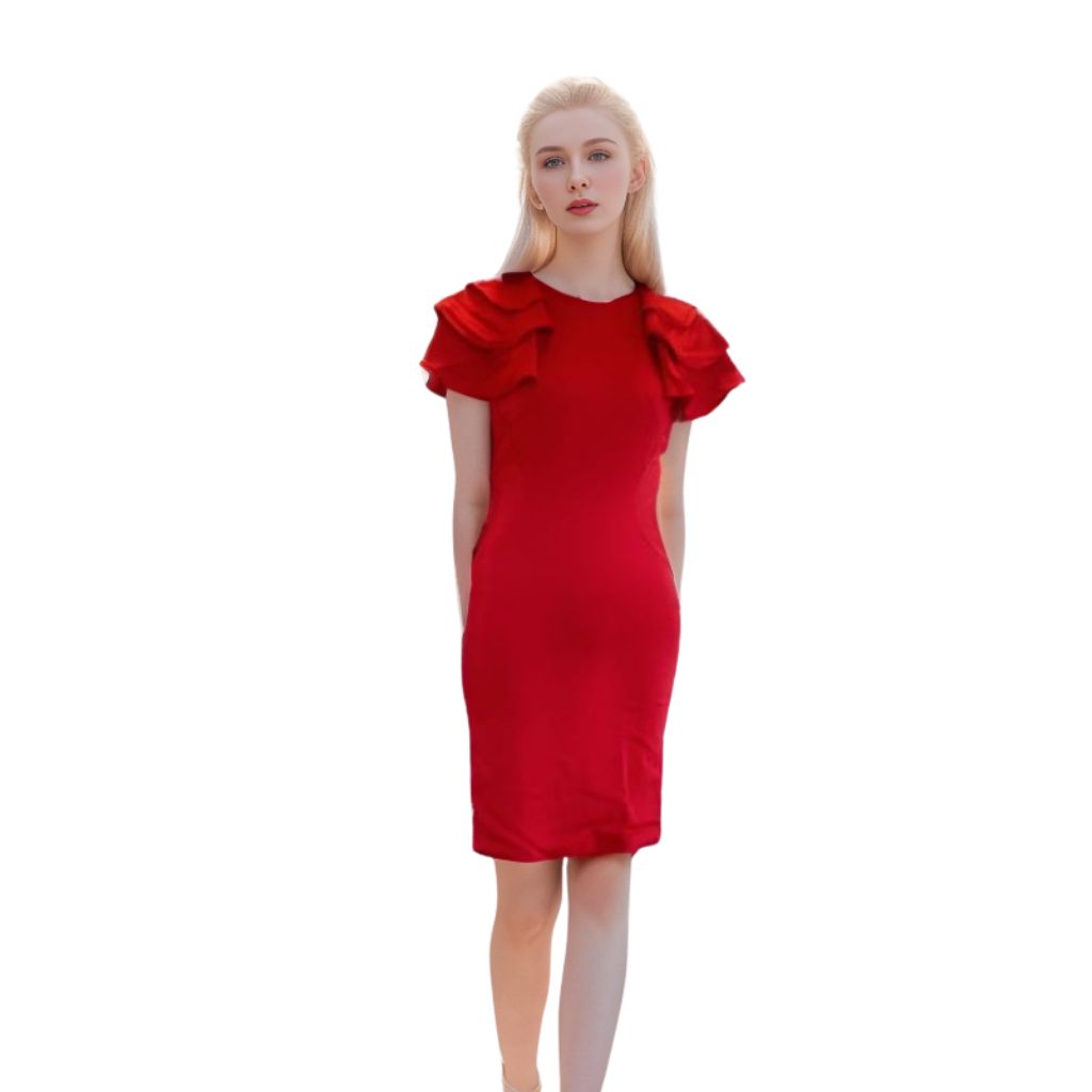 Elegant Ruffle-Sleeve Pageant Interview Dress