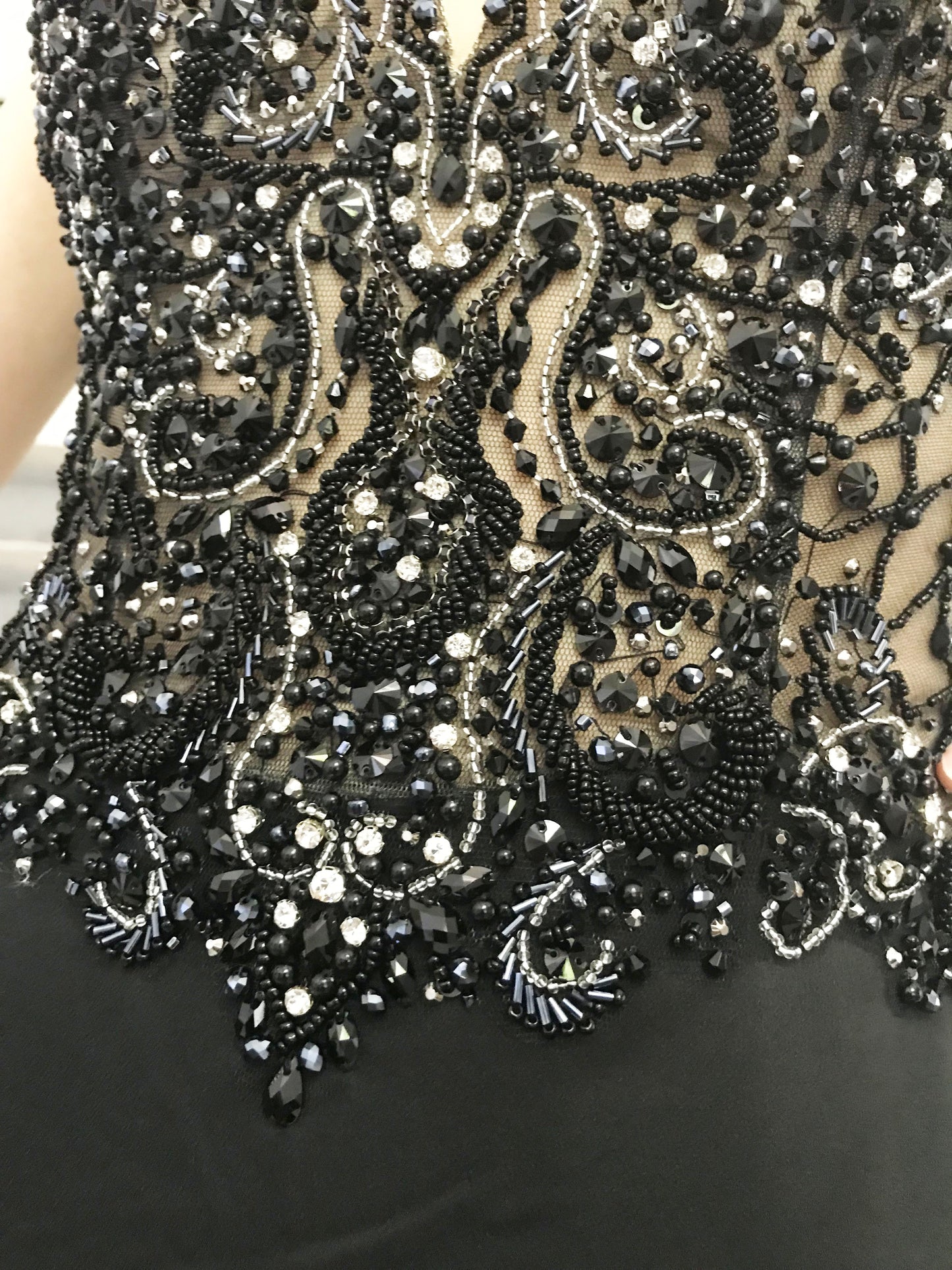 Black Strapless Beaded Long Prom Dress